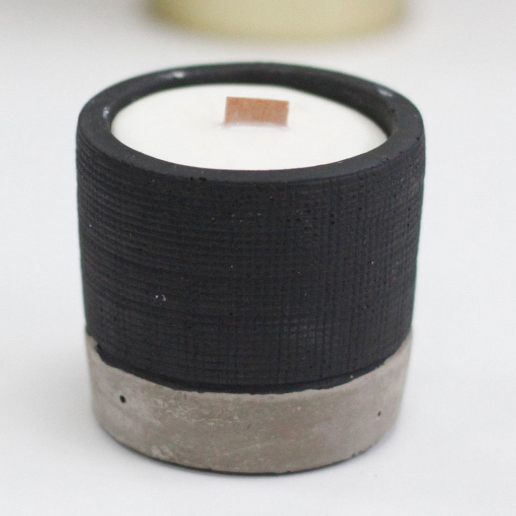 Concrete Wooden Wick Candle - Black - Brandy Butter – view 3
