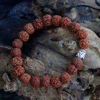 Rudraksha Buddha Bangle Mala - Brown Wood Beads – view 5