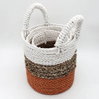 Seagrass Basket Set, 3 Pieces - Orange, Natural, White – view 2
