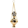 Hanging Brass Incense Burner - Pentagram Symbol