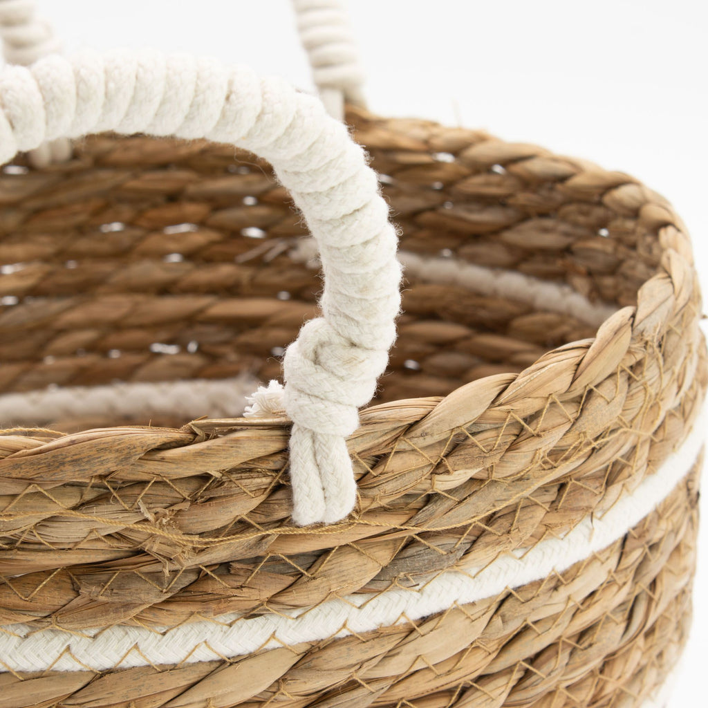 Cotton & Seagrass Baskets, Natural Stripes, Set of 3