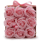 9 Pink Soap Roses Square Gift Box