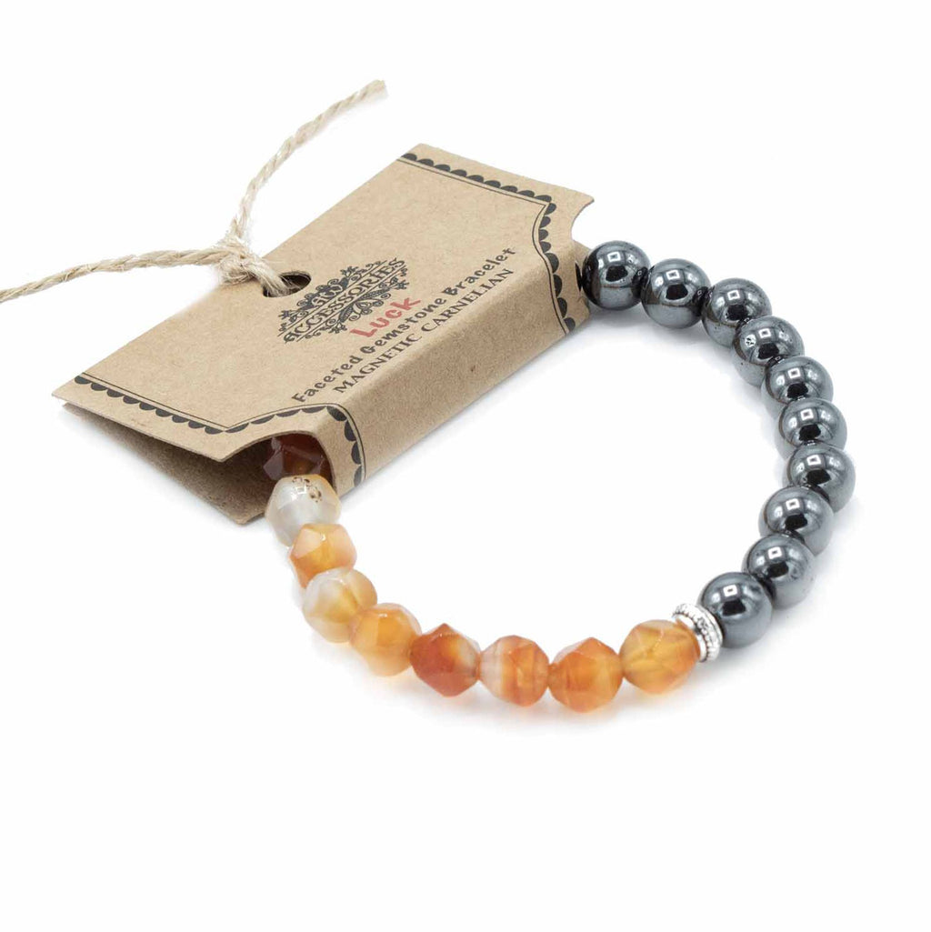 Faceted Carnelian Gemstone Bracelet