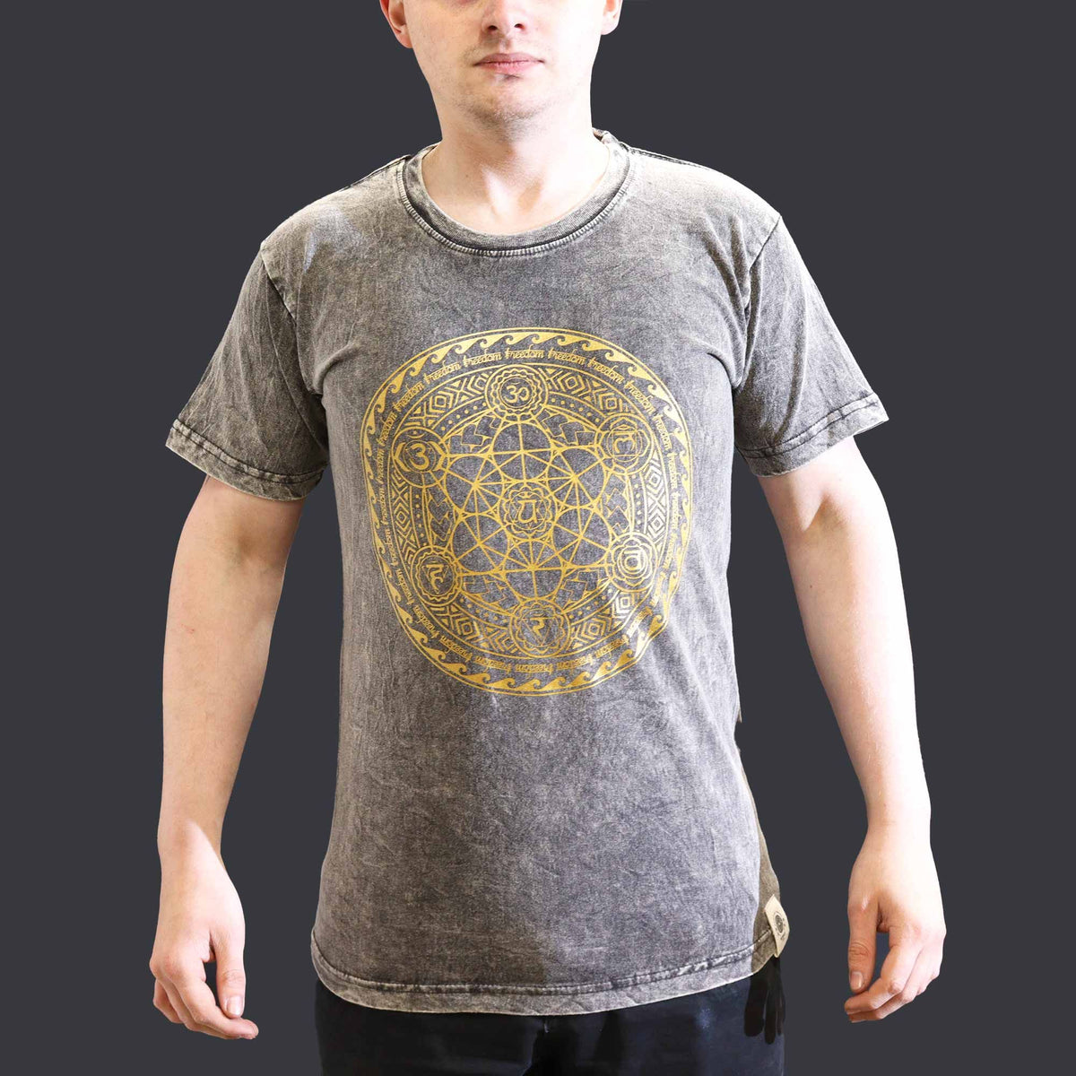 Nomad Sari Stonewashed T-Shirt - Chakra - Dark Grey - Small