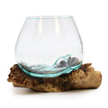 Molten Glass Bowl on Rare Parasite Wood