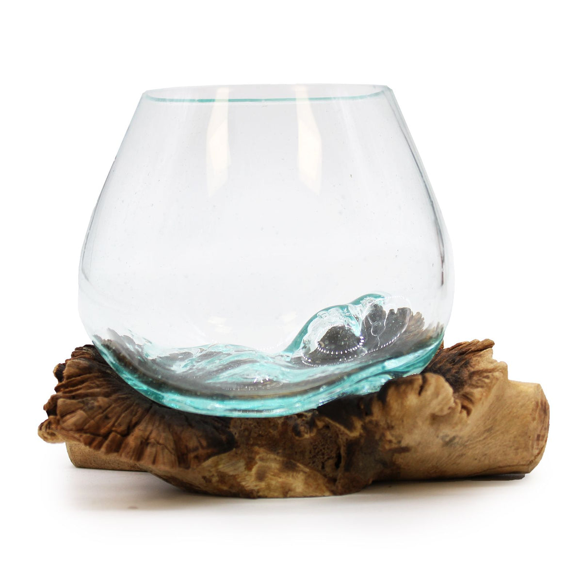 Molten Glass Bowl on Rare Parasite Wood
