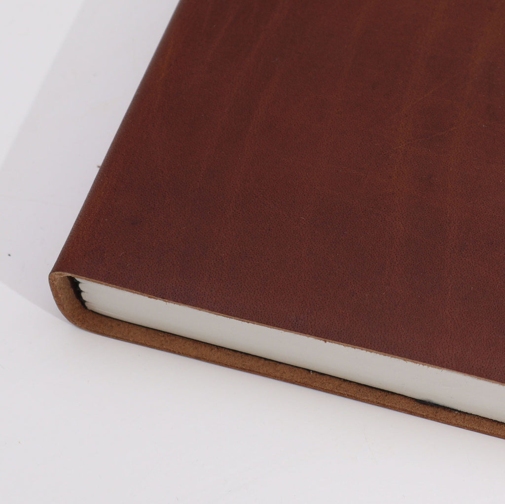 Dark Tan Leather Daily Notebook, 100 Lined Pages – 20x15 cm