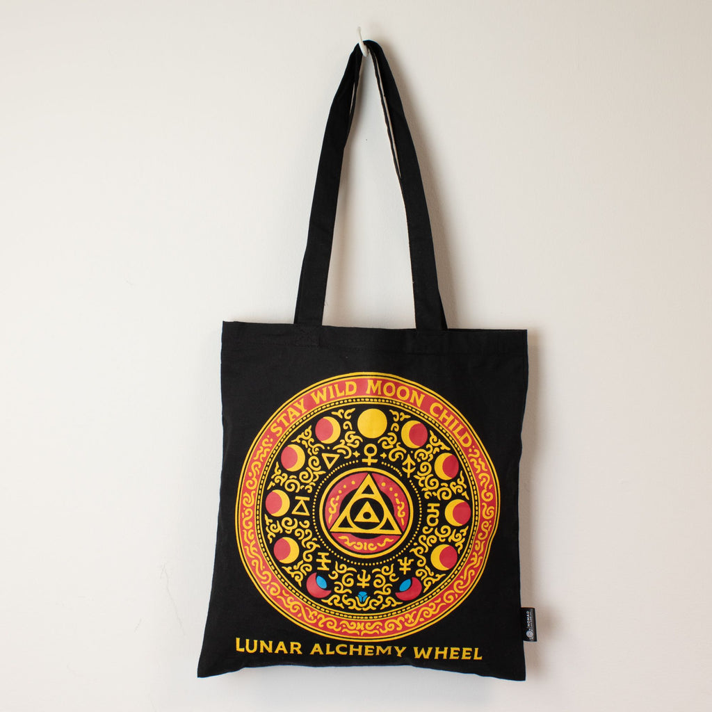 Luna Alchemy Wheel Cotton Tote Bag - Black – view 2