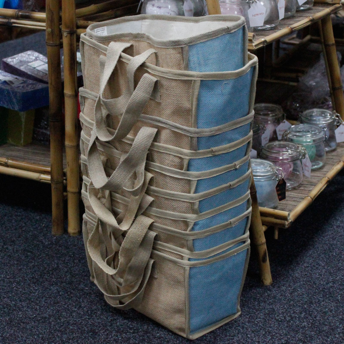 Large Jute Shopping Basket 33x18x20cm Olive – view 3