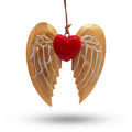 Gold Christmas Angel Wing & Heart Ornaments - White Detail, Set of 2