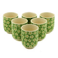 Herbal Tea Cups - Green Daisy, Set of 6