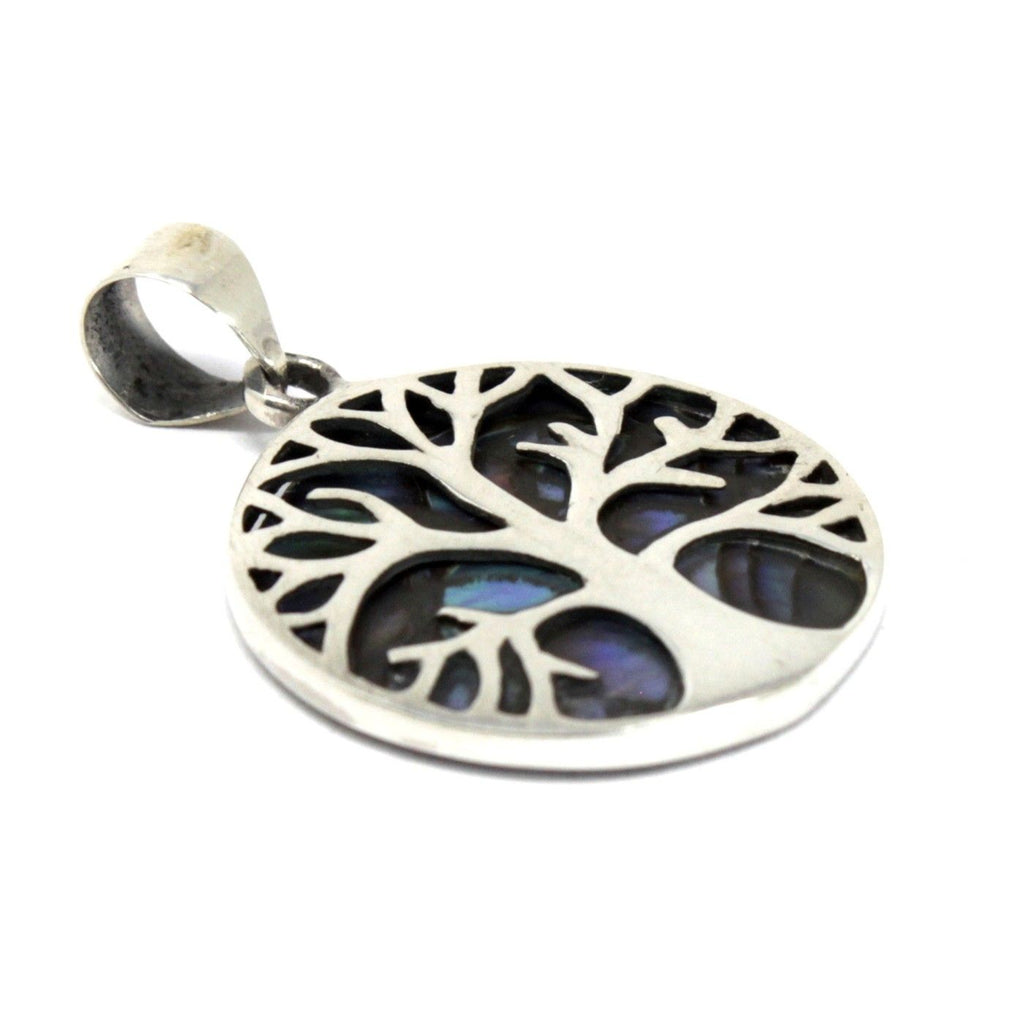 Tree of Life Silver Pendant 22mm, Abalone – view 2
