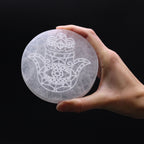 Selenite Charging Plate 10cm - Hamsa Design – view 2