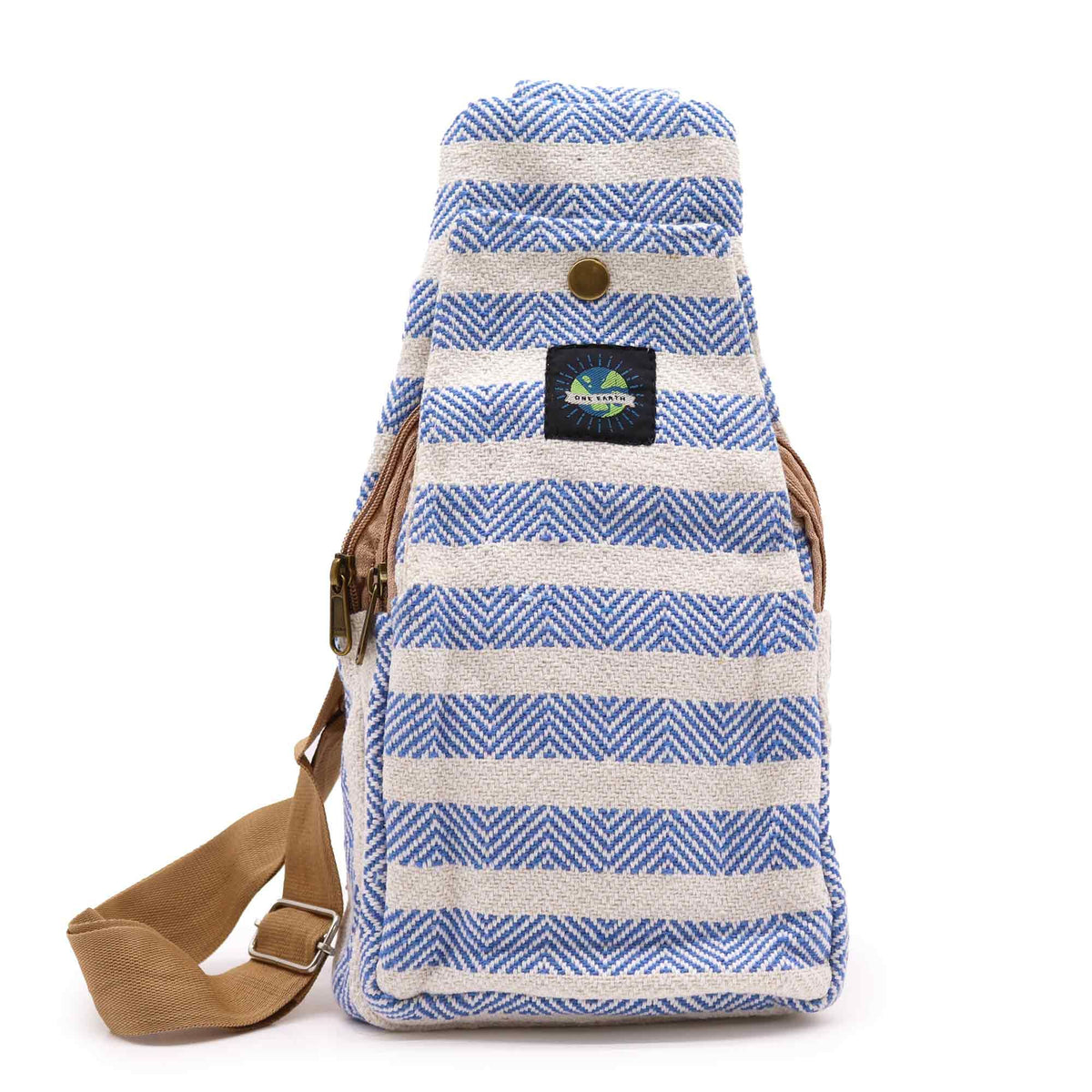 Blue & White Natural Cotton Cross-Body Bag