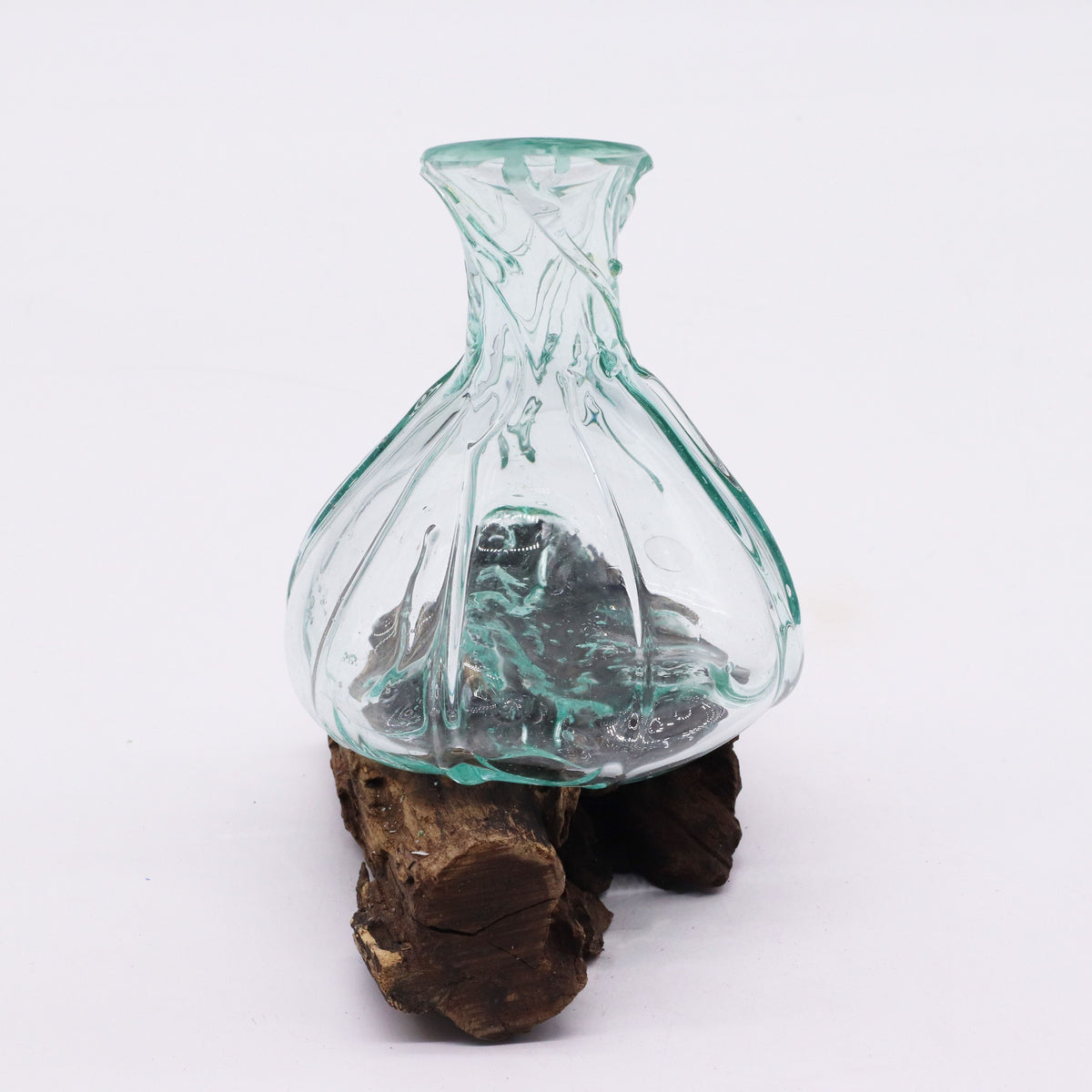 Molten Glass Fancy Mini Decanter on Wood, 24cm – view 4