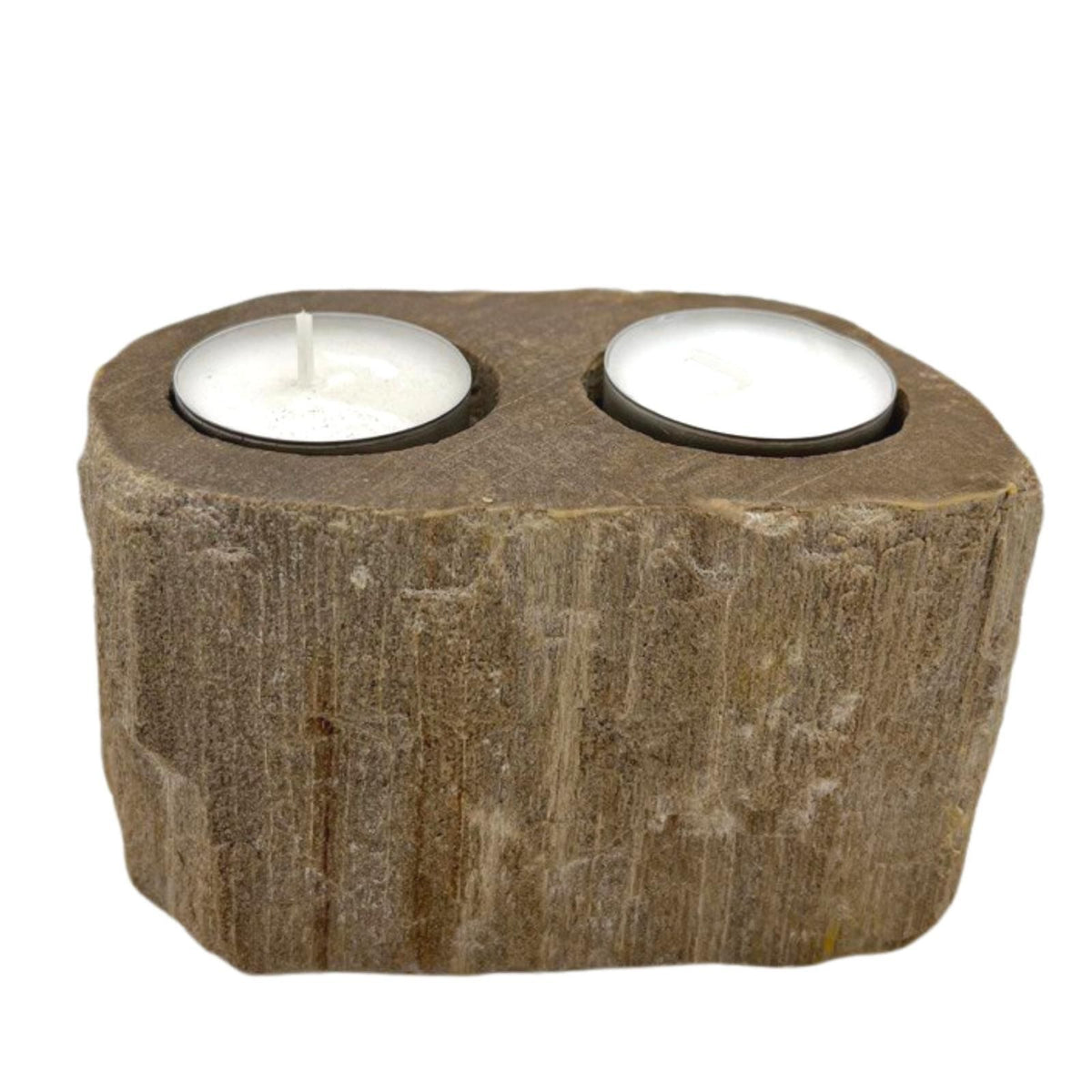 Petrified Wood Candle Holder - Double Tealight – view 4
