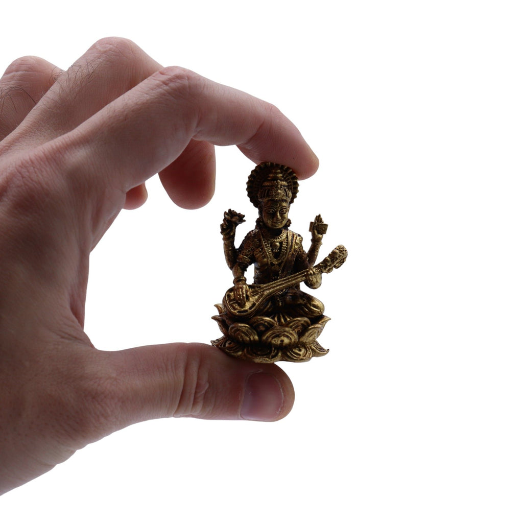 Brass Saraswati Miniature Statue - 49mm – view 3