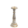 Small Wooden Candle Stand - White & Gold, 30cm