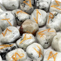 Rainbow Moonstone Rune Stone Set in Cotton Pouch