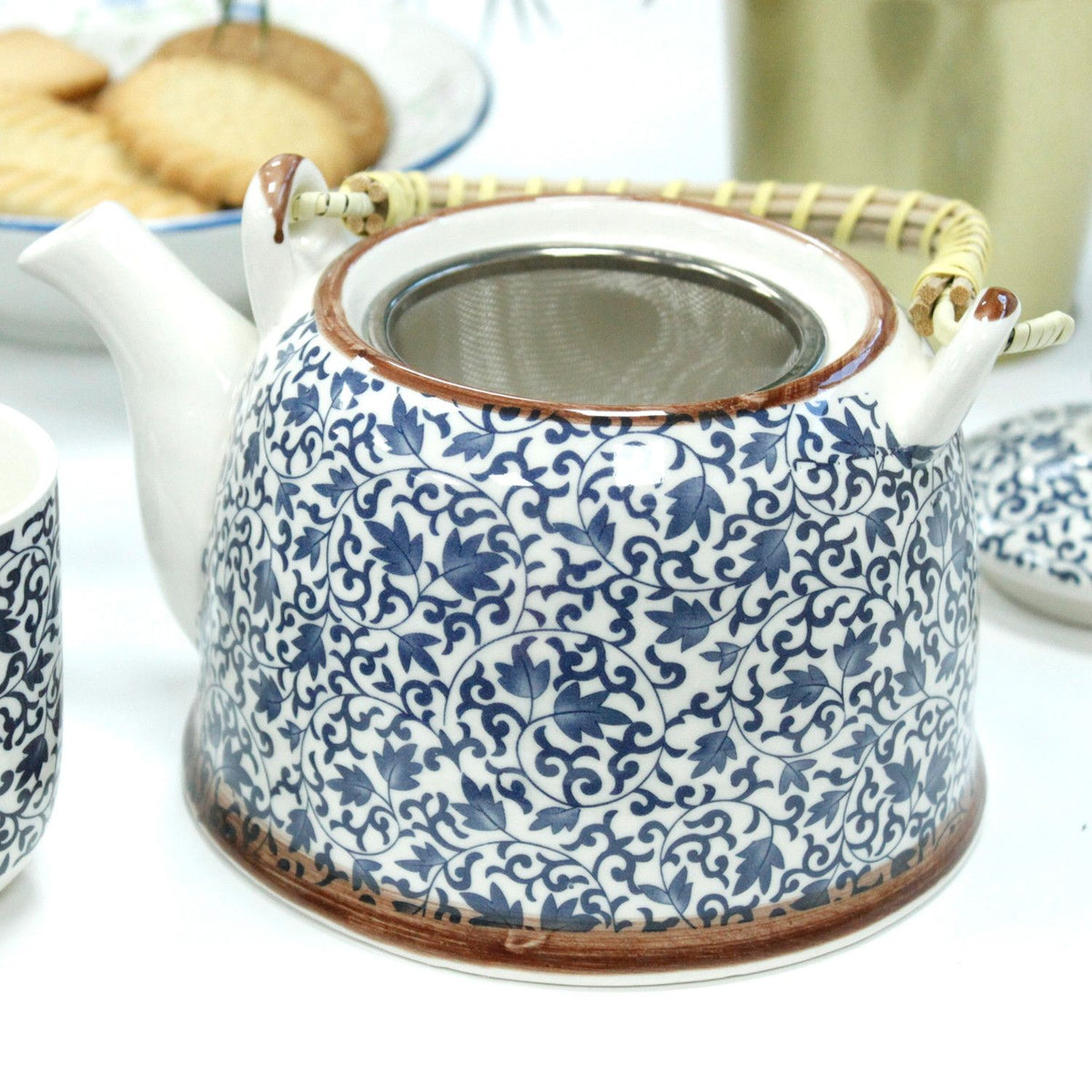 Ceramic Herbal Teapot Set with 6 Cups - Blue Pattern – view 5