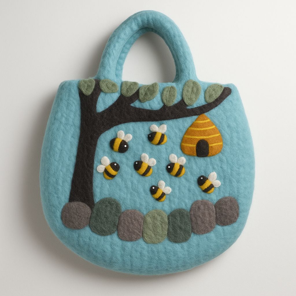 Tree and Beehive Felted Bag - 35x27cm – view 2