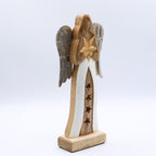 Large Mango Wood Star Angel, Metal Wings, 30cm – view 4