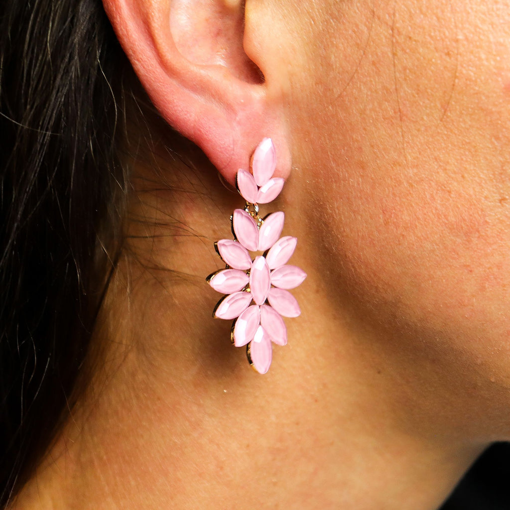 Soft Pink Vintage Glass Long Drop Earrings – view 6