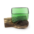 Recycled Glass Bowl on Wood - Square