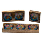 Mango Wood Enamelled Tray Set, Hamsa Design, Medium – view 6