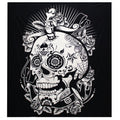 Black and White Cotton Bedspread, Rose Skull
