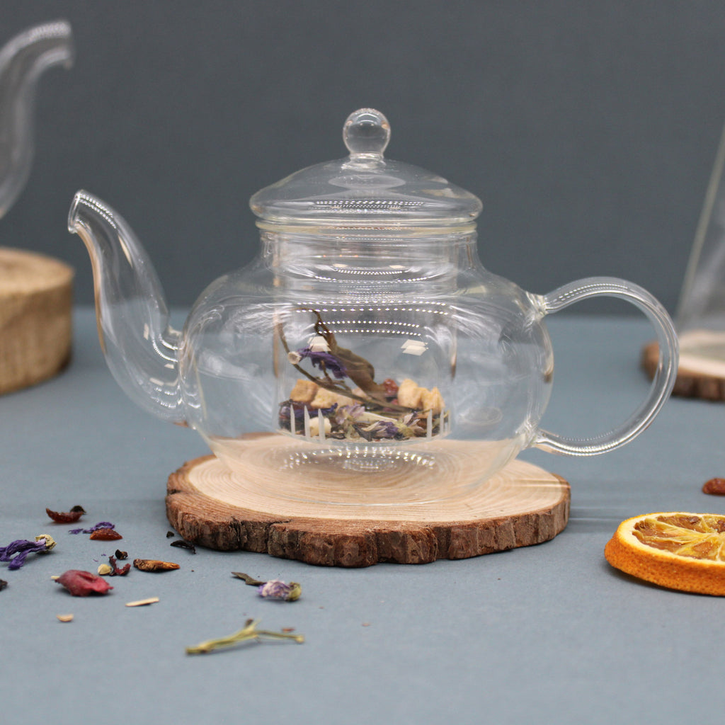 Glass Infuser Teapot - Round Pearl - 400ml Large