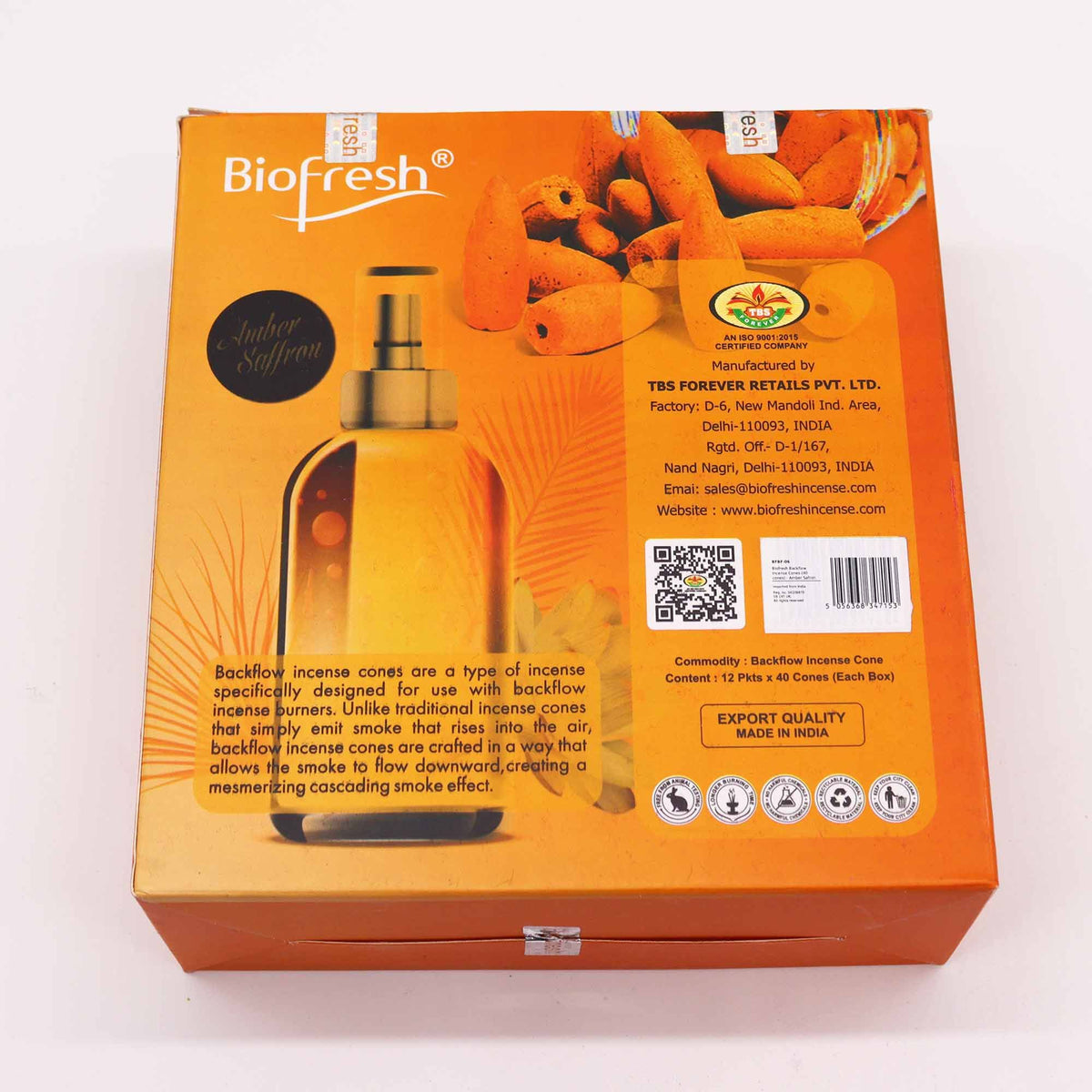 Biofresh Amber Saffron Backflow Incense Cones, 40 Pack – view 3