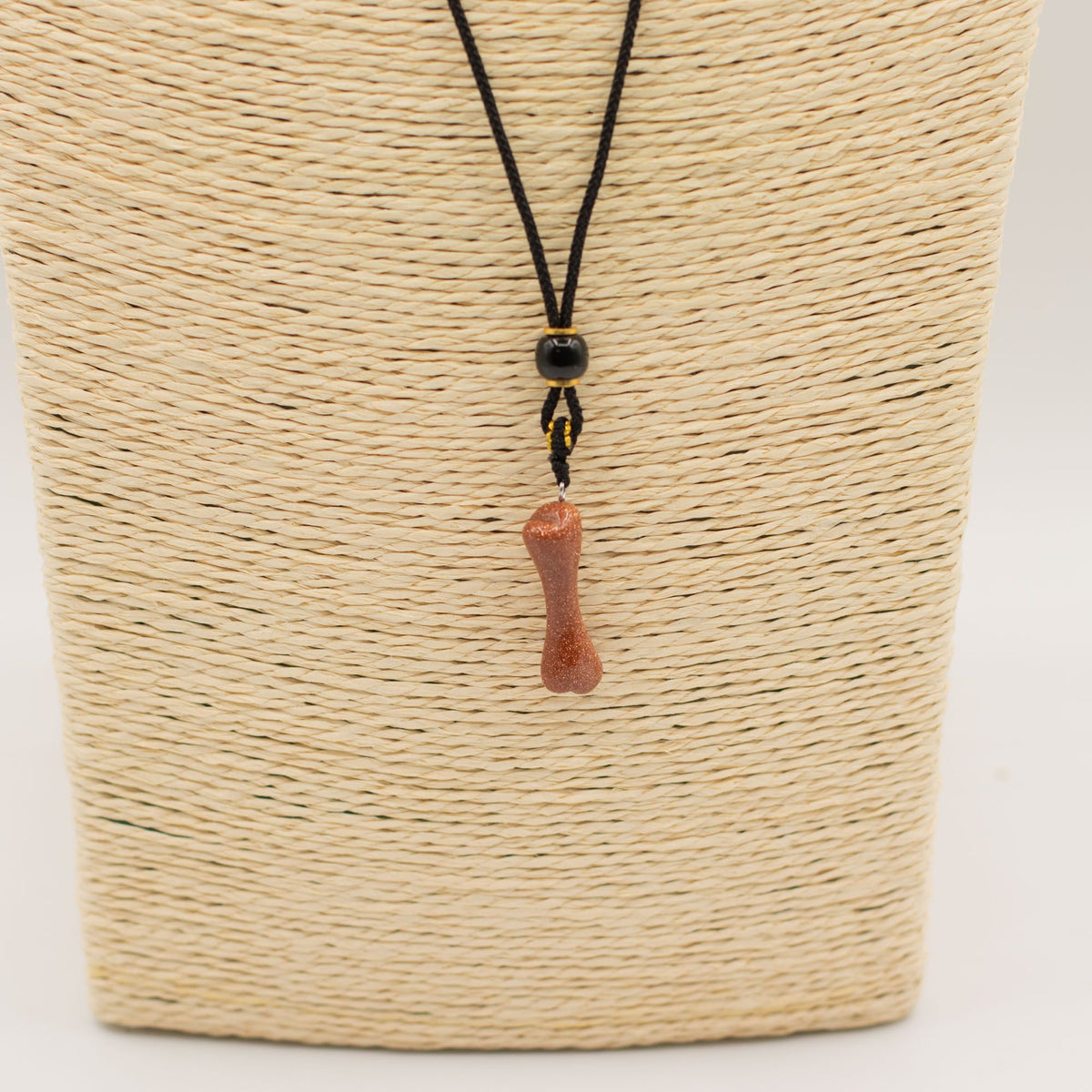 Goldstone Bone Cord Necklace Pendant – view 3