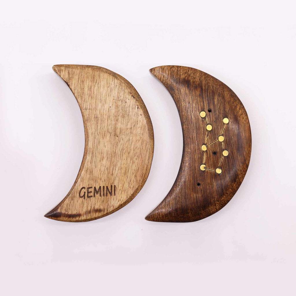 Moon Zodiac Sign Incense Burner, Engraved Brass – view 3