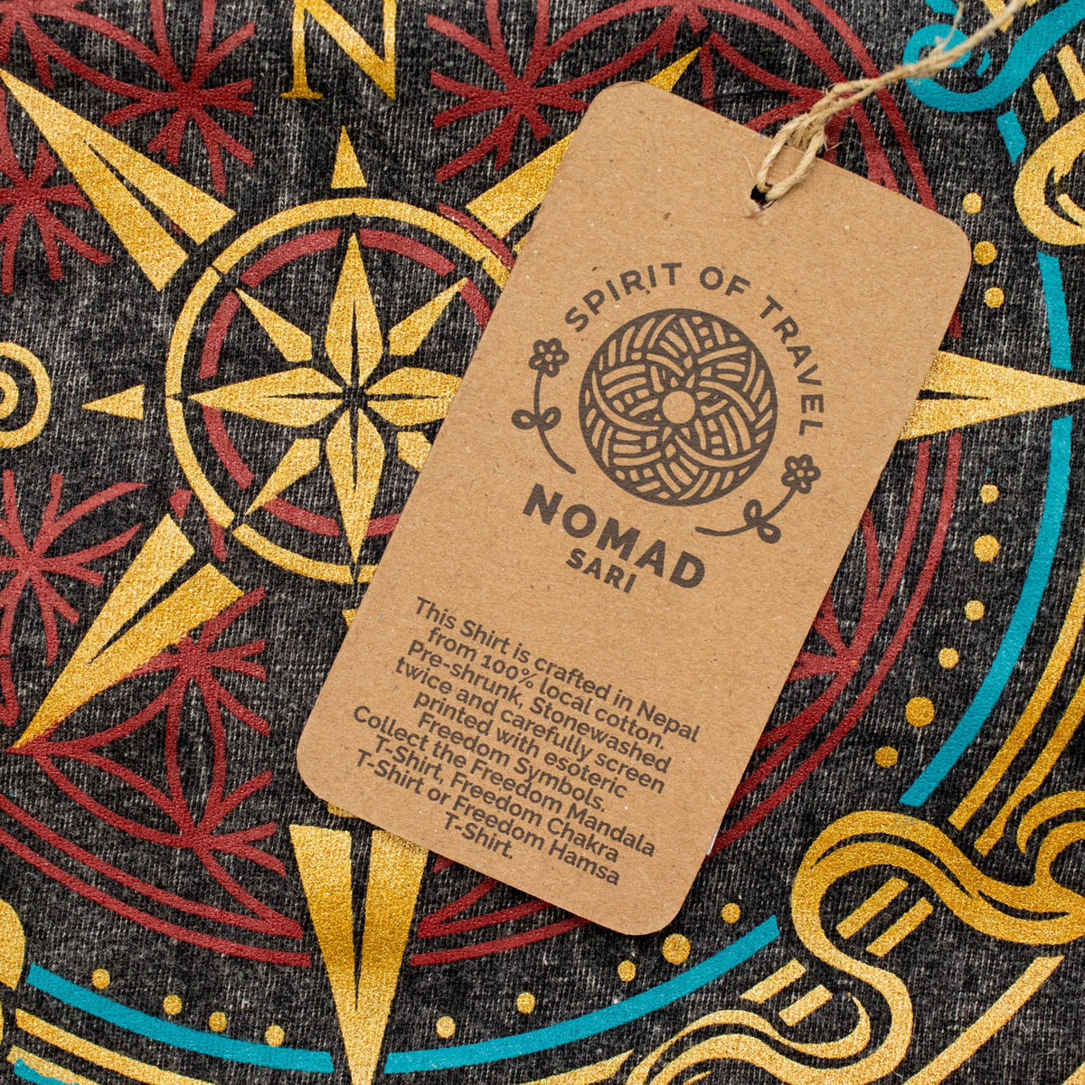 Nomad Sari Stonewashed T-Shirt - Compass of Life - Charcoal - Medium – view 4