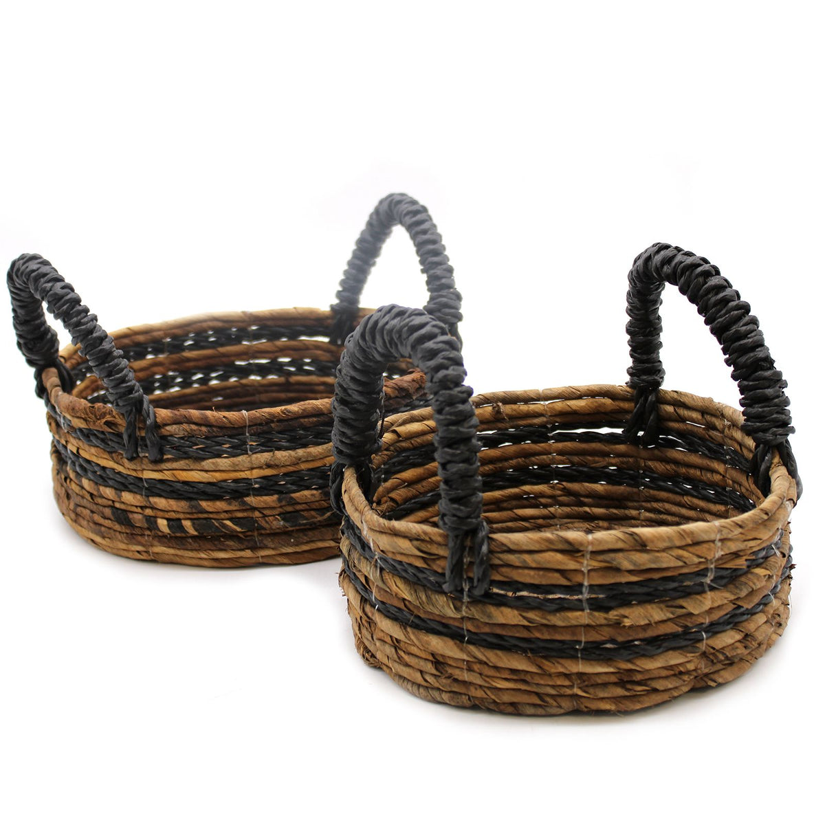 Banana Leaf & Black Raffia Baskets, Set of 2 – view 3