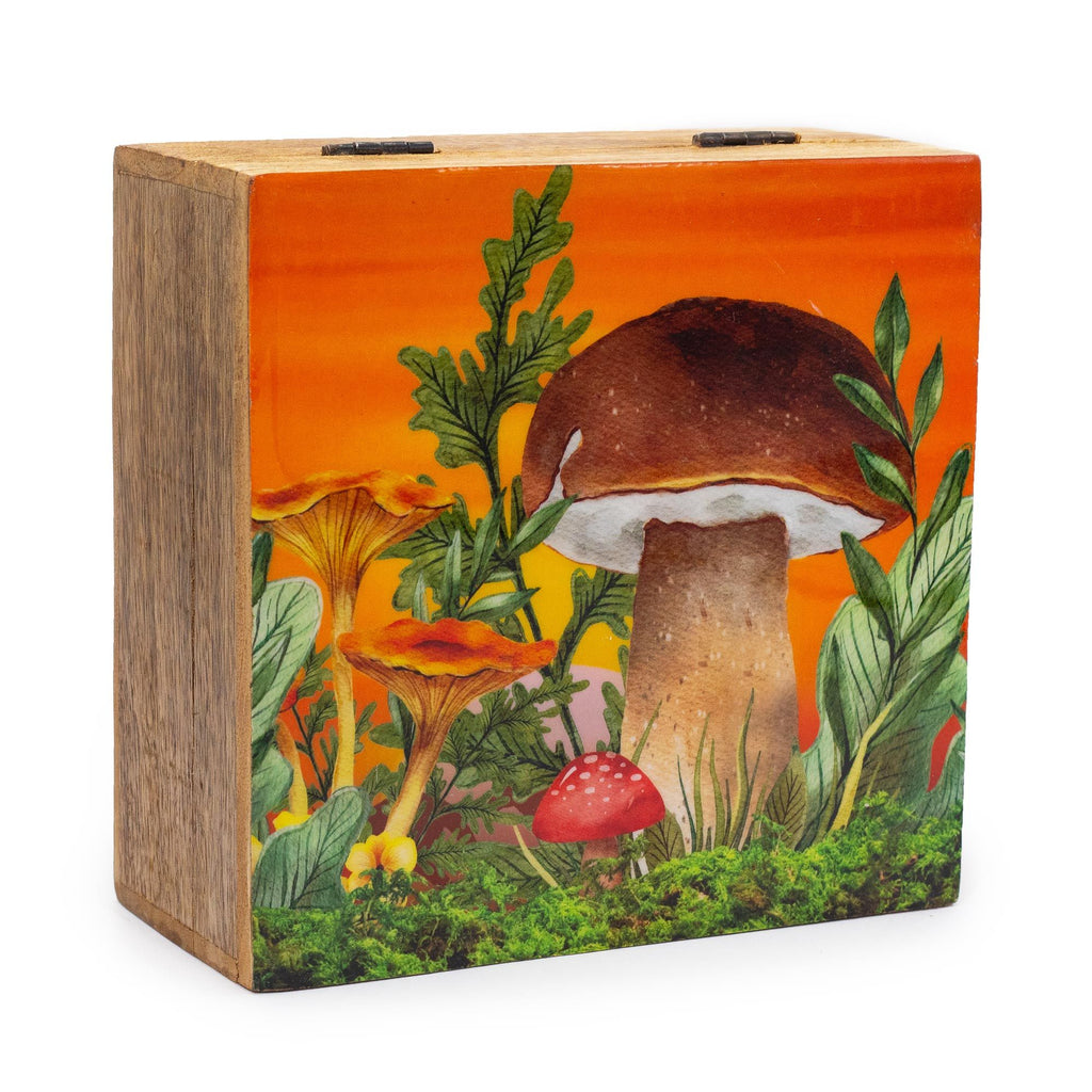 Enamelled Mushroom Trinket Box - Large 15x17.5x8cm Maroon