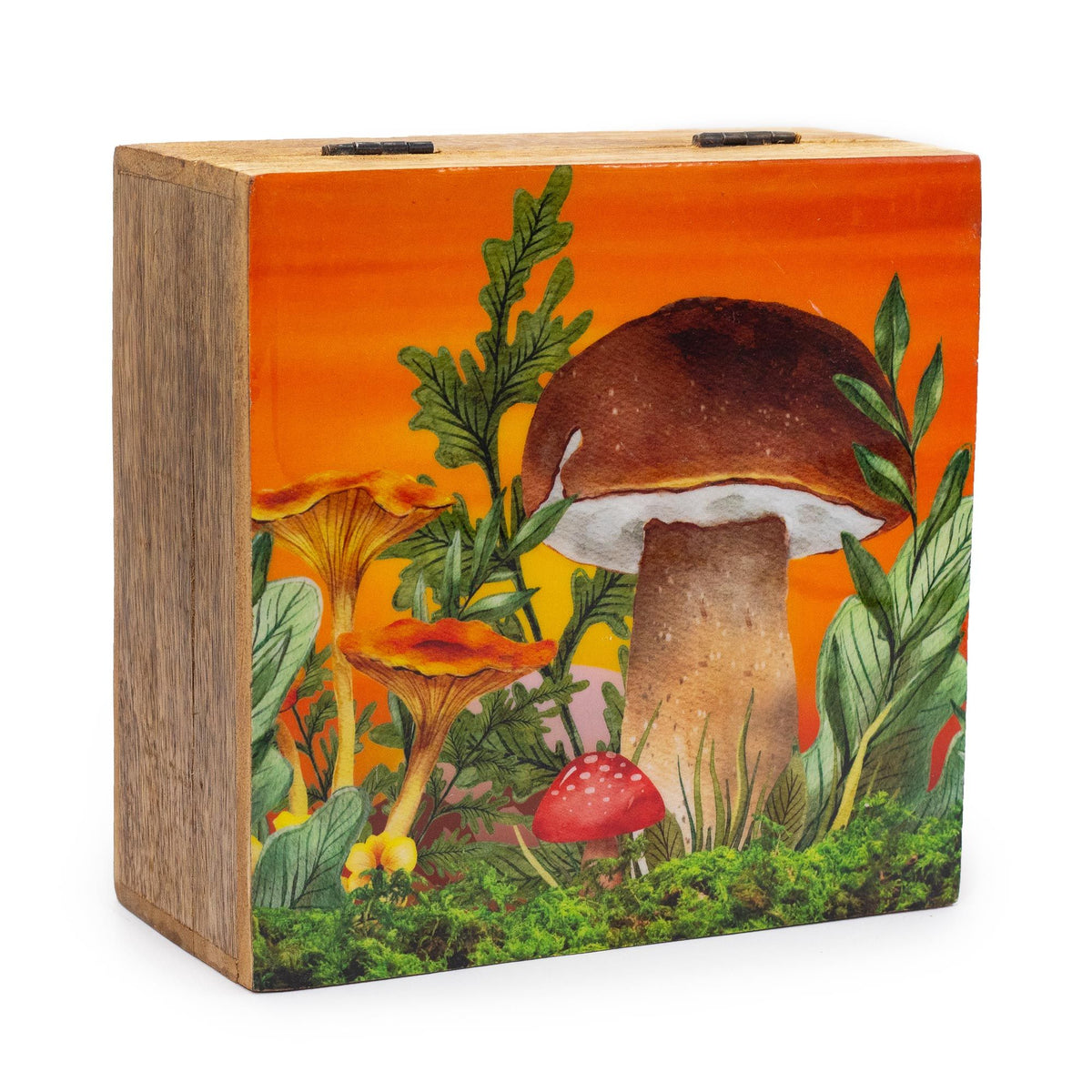 Enamelled Mushroom Trinket Box - Large 15x17.5x8cm Maroon