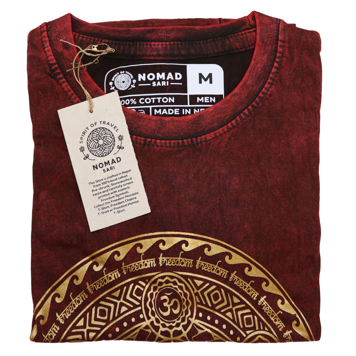 Nomad Sari Stonewashed T-Shirt - Chakra - Maroon - Medium – view 2
