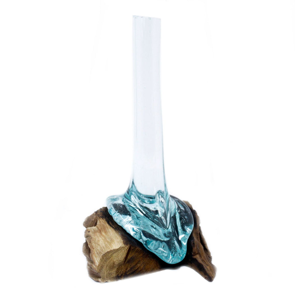 Molten Glass Tall Vase on Wood – view 2