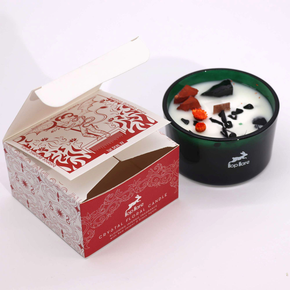 Hop Hare Crystal Magic Candle - The Devil, Red Jasper & Black Agate – view 7