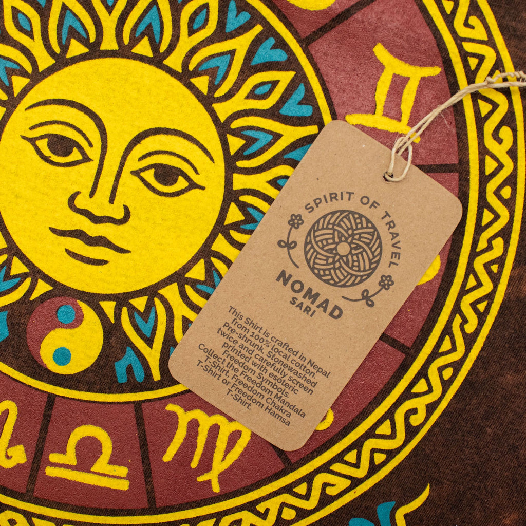 Nomad Sari Stonewashed T-Shirt - Sun & Zodiac - Brown - XL – view 6