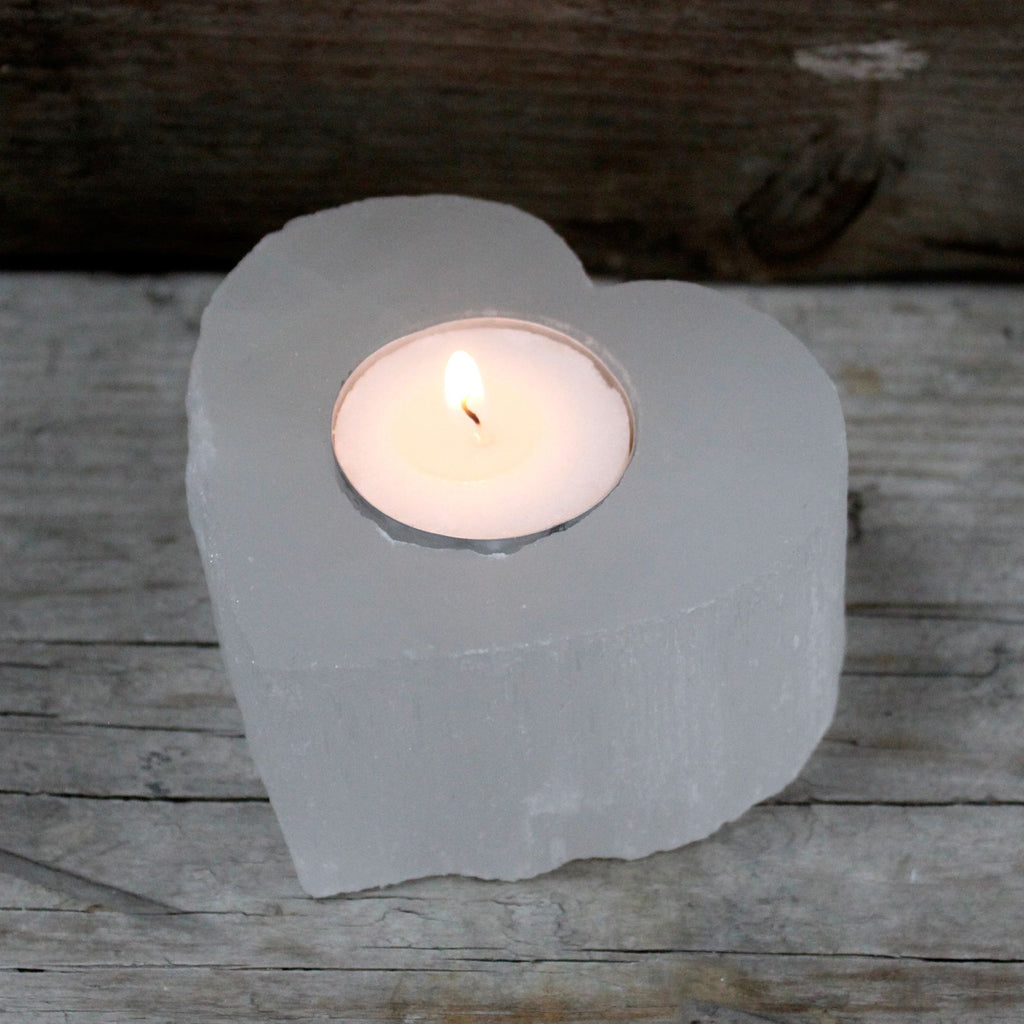 Selenite Heart Candle Holder – view 4