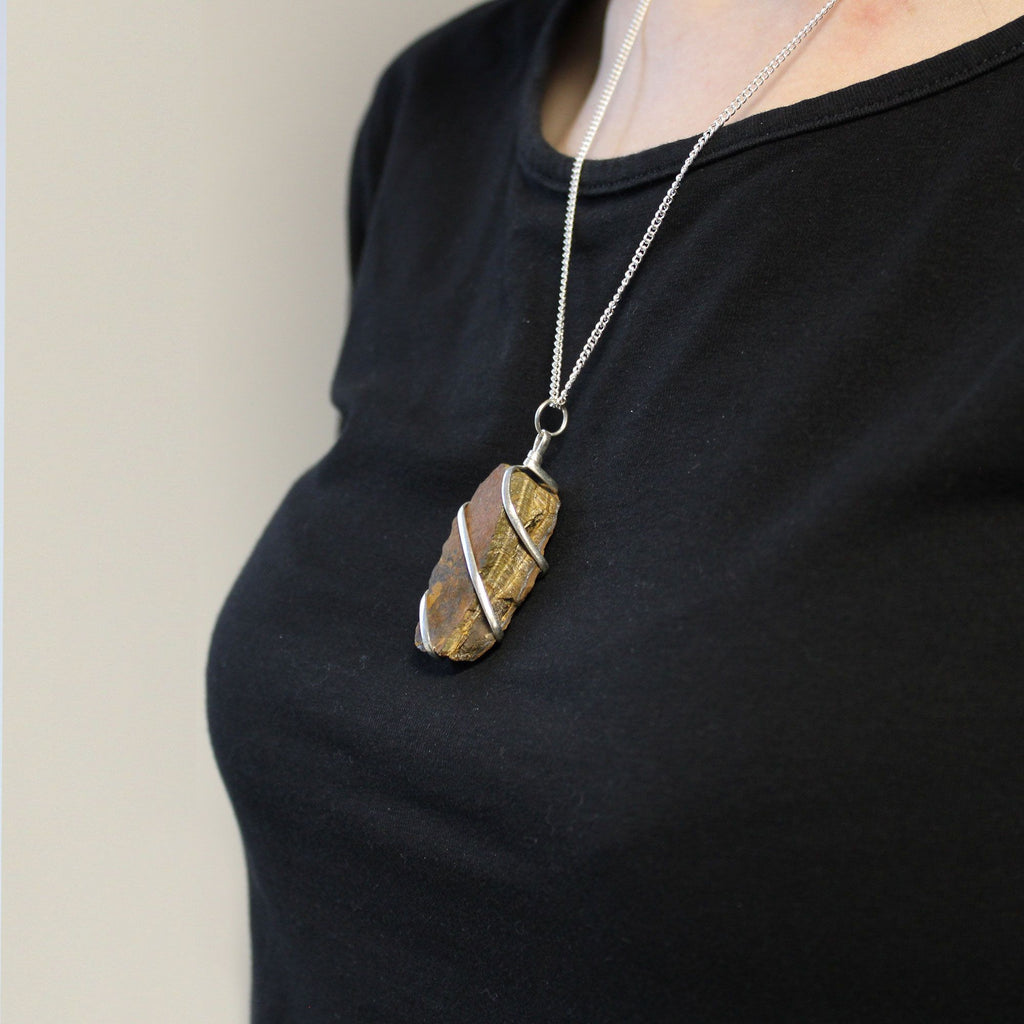 Cascade Wrapped Necklace - Rough Tiger Eye – view 2