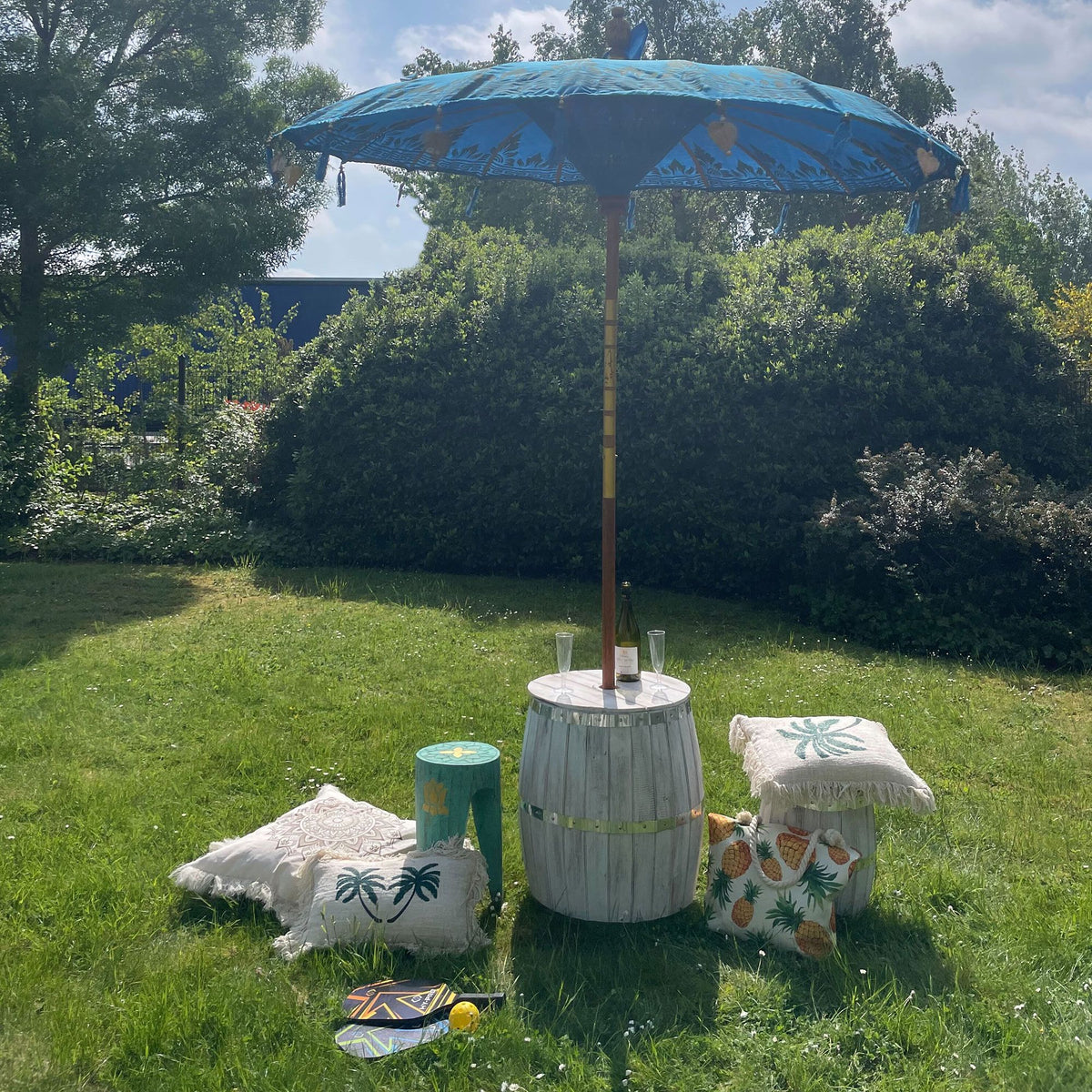 Bali Patio Parasol - Turquoise Cotton - 2 m – view 2