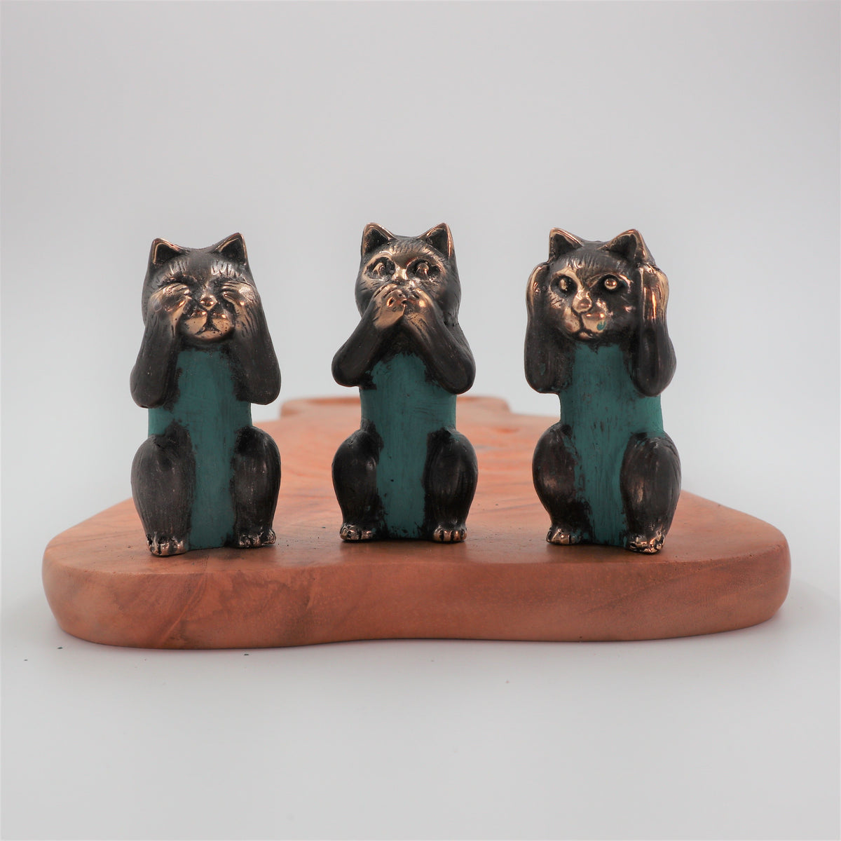 Brass See No Evil Cat Set of 3