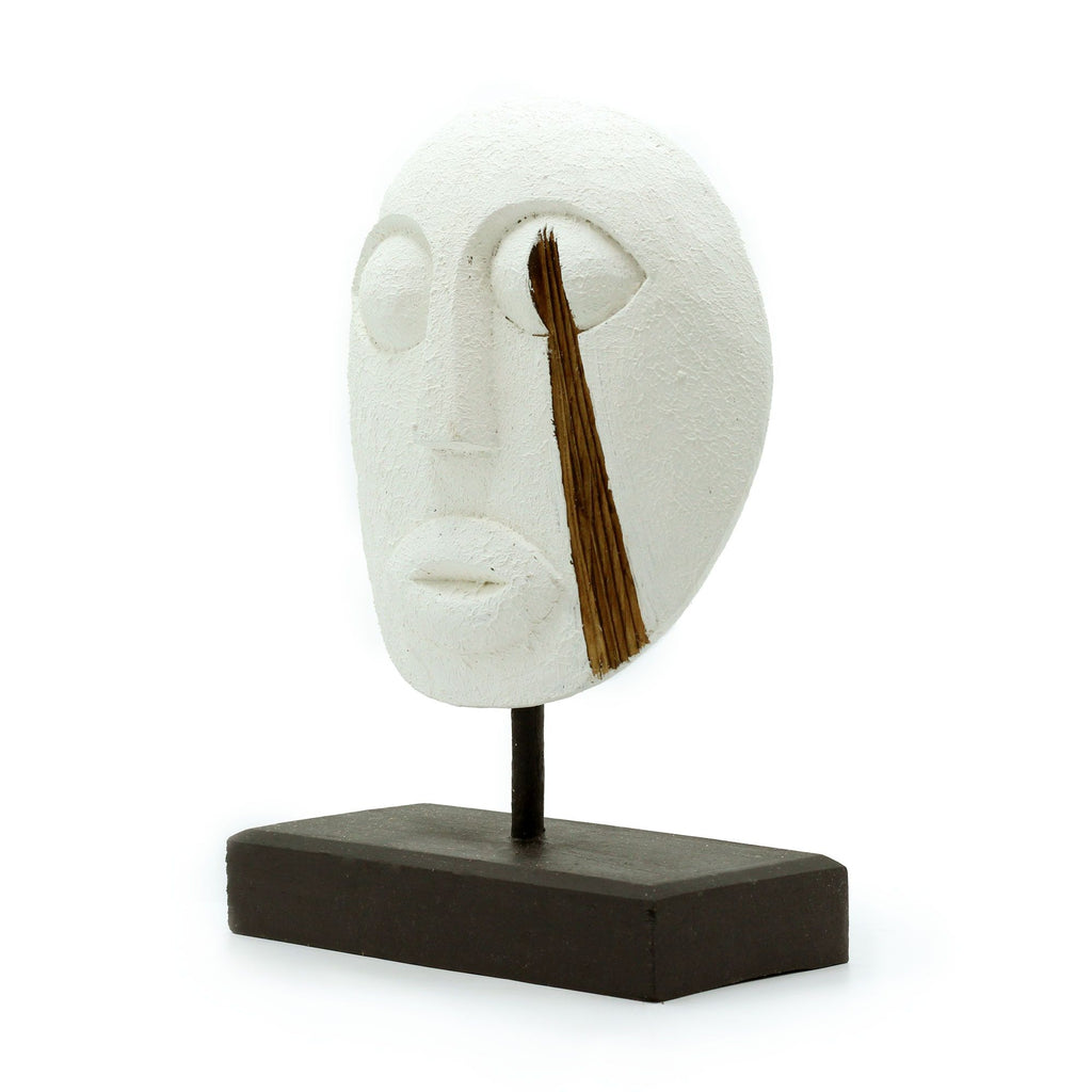 Timor Tribal Wood Mask, White Finish, 27x20cm – view 6