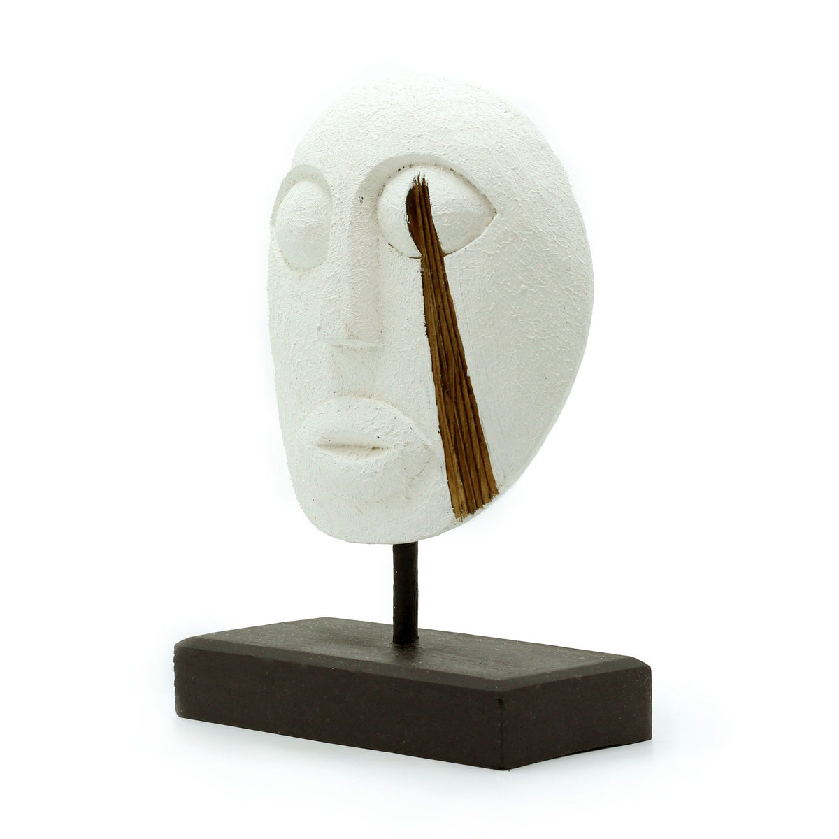 Timor Tribal Wood Mask, White Finish, 27x20cm – view 6