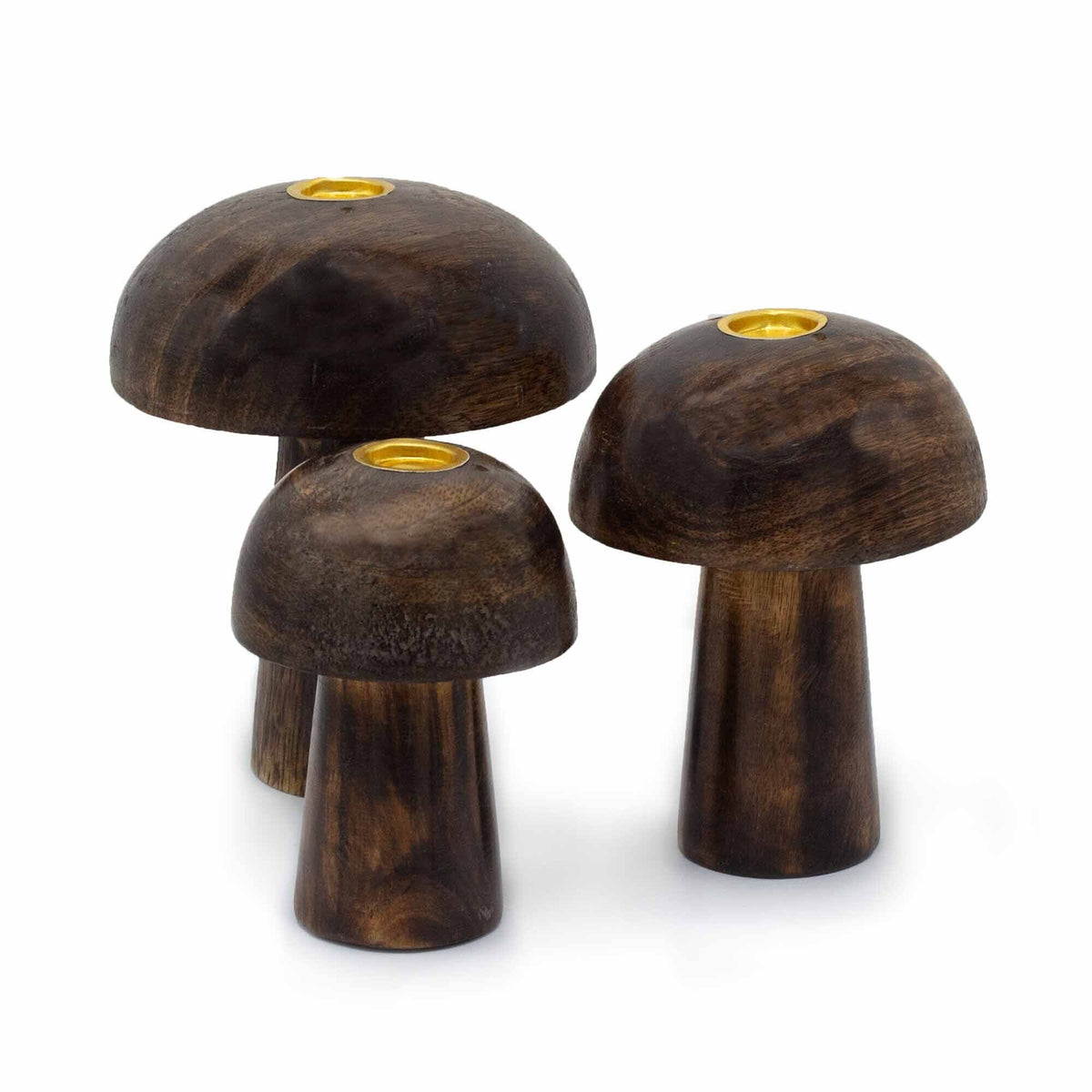 Set of 3 Mango Wood Mushroom Cone Burners 10-8cm – view 4