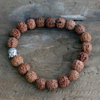 Rudraksha Buddha Bangle Mala - Brown Wood Beads – view 4